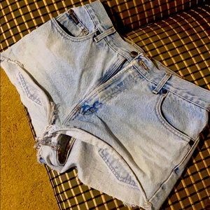 Light wash jean shorts